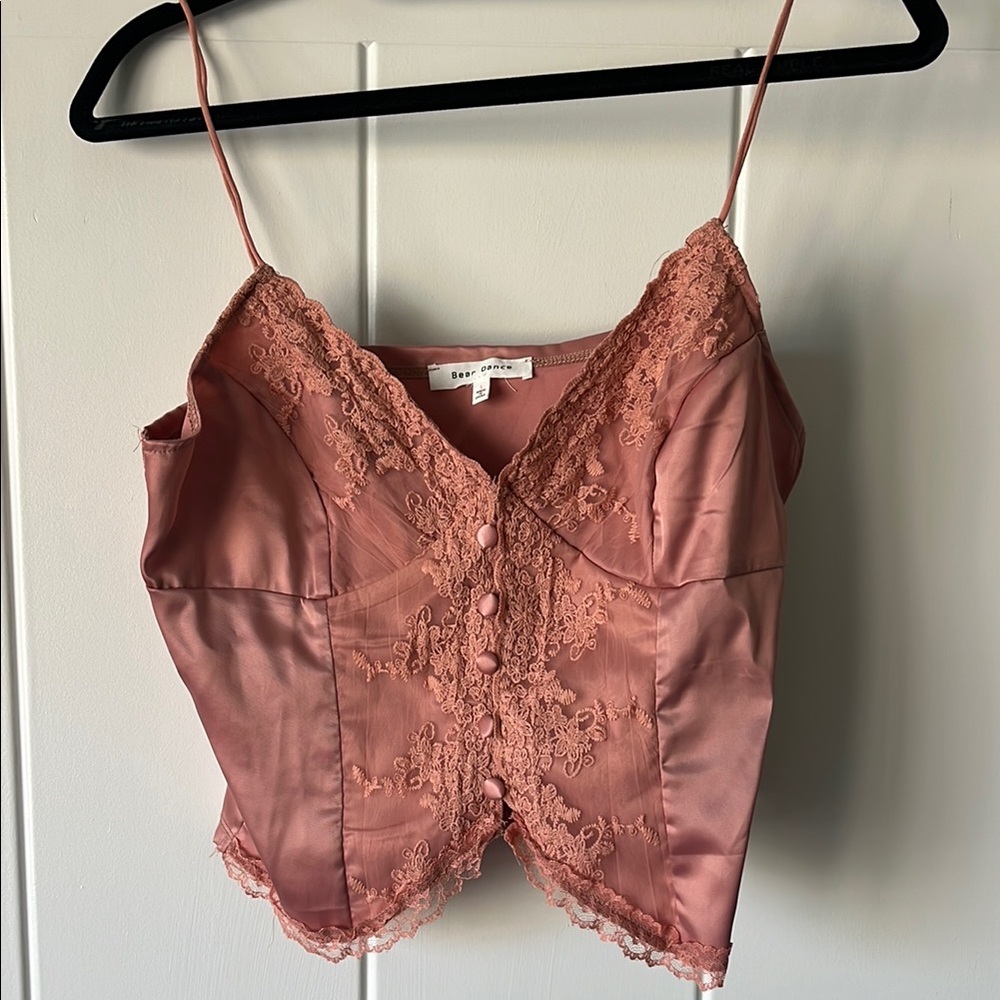 Pink Lace Camisole Crop Top